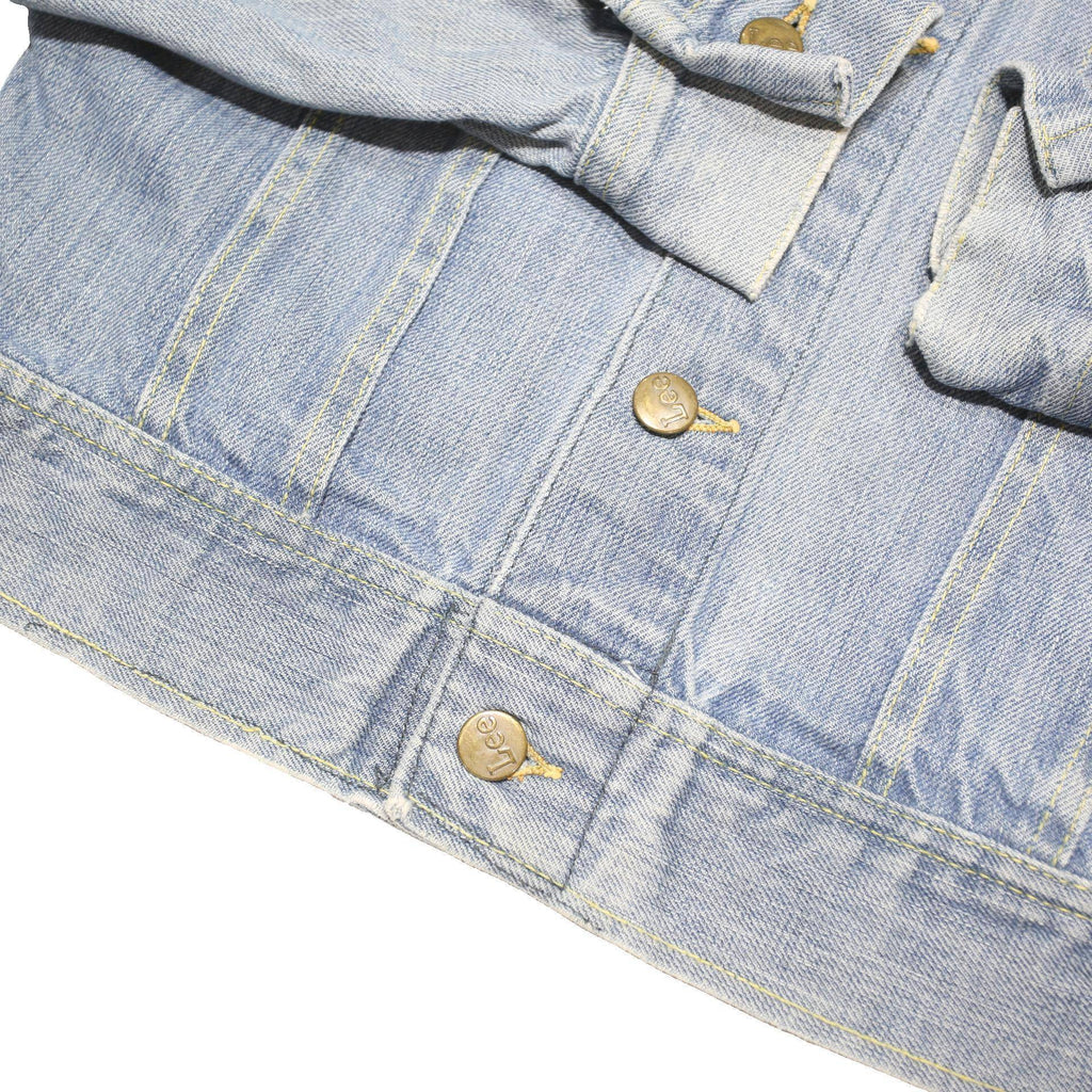 LEE Womens Blue Denim Jacket XS Cotton Blend Button Plain Classic Fit Long