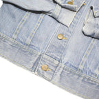 LEE Womens Blue Denim Jacket XS Cotton Blend Button Plain Classic Fit Long