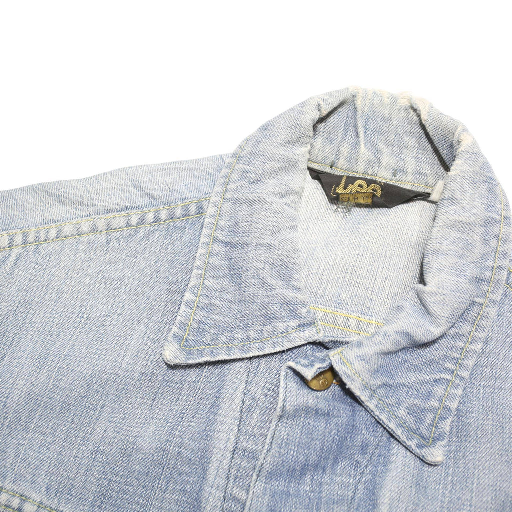 LEE Womens Blue Denim Jacket XS Cotton Blend Button Plain Classic Fit Long