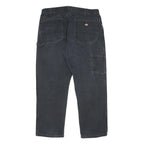 DICKIES Mens Cotton Black Relaxed Straight Trousers W36 L30 Workwear Casual