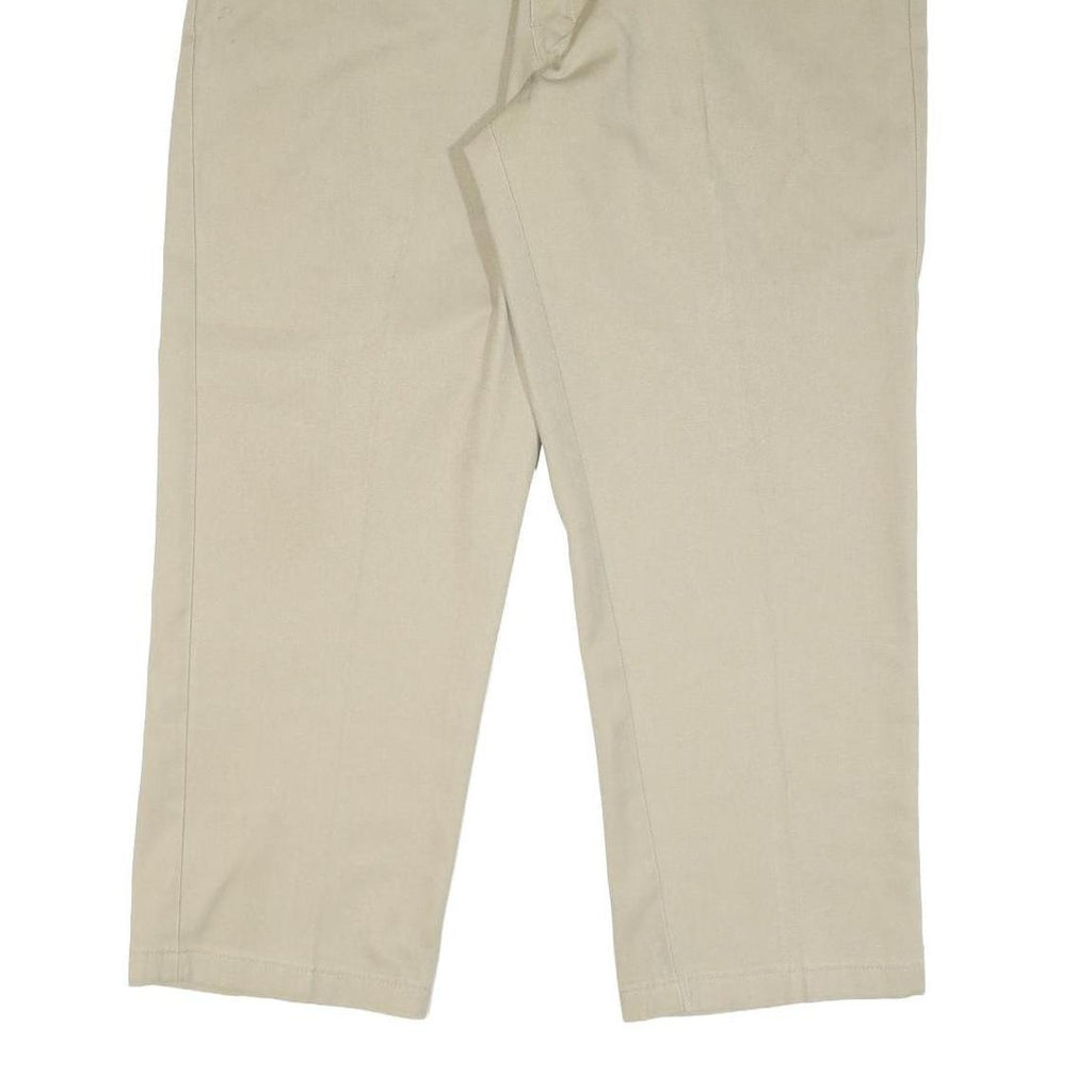 DICKIES Mens Cotton Blend Beige Classic Straight Trousers W42 L28 Workwear Zip