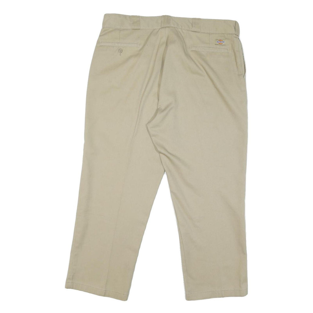 DICKIES Mens Cotton Blend Beige Classic Straight Trousers W42 L28 Workwear Zip