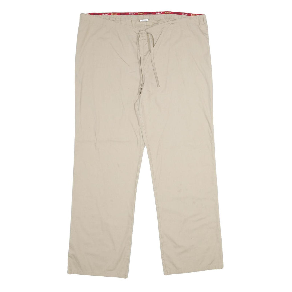 DICKIES Mens Cotton Blend Beige Regular Drawstring Trousers W40 L32 Casual
