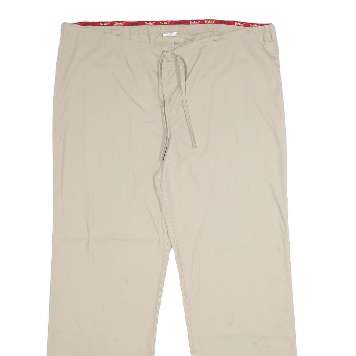 DICKIES Mens Cotton Blend Beige Regular Drawstring Trousers W40 L32 Casual
