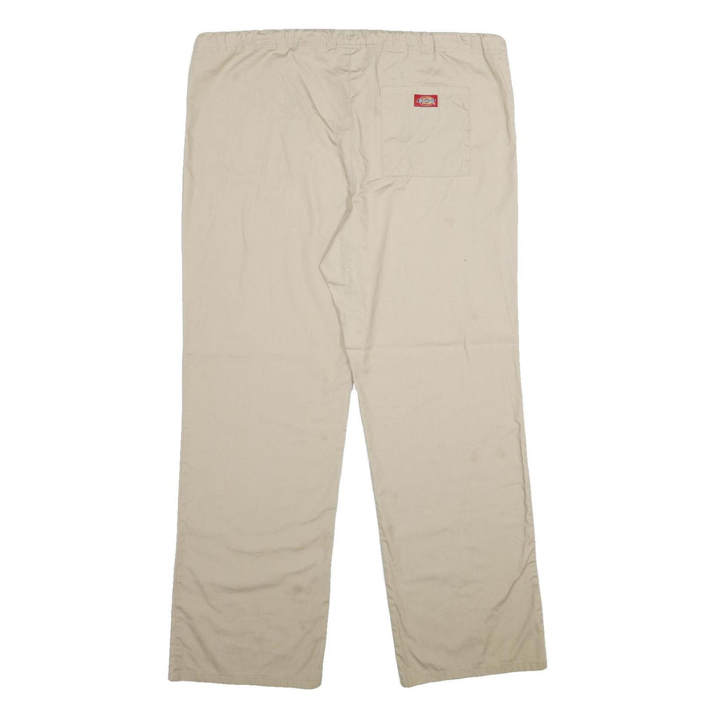 DICKIES Mens Cotton Blend Beige Regular Drawstring Trousers W40 L32 Casual