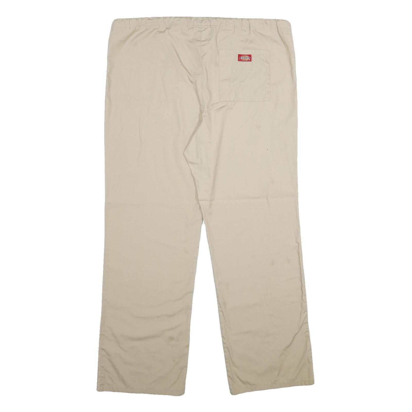 DICKIES Mens Cotton Blend Beige Regular Drawstring Trousers W40 L32 Casual