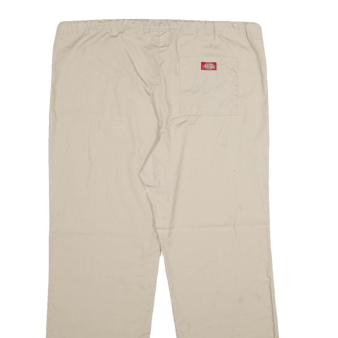 DICKIES Mens Cotton Blend Beige Regular Drawstring Trousers W40 L32 Casual