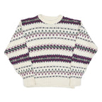 PINNACLE Womens Cream Patterned Jumper Crew Neck Basic Knit M Winter Knitwear