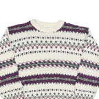 PINNACLE Womens Cream Patterned Jumper Crew Neck Basic Knit M Winter Knitwear