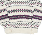 PINNACLE Womens Cream Patterned Jumper Crew Neck Basic Knit M Winter Knitwear