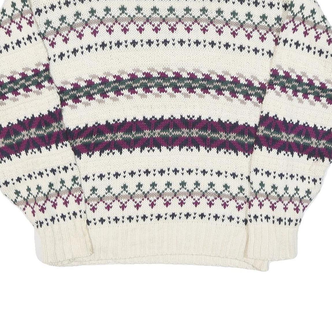 PINNACLE Womens Cream Patterned Jumper Crew Neck Basic Knit M Winter Knitwear