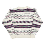 PINNACLE Womens Cream Patterned Jumper Crew Neck Basic Knit M Winter Knitwear