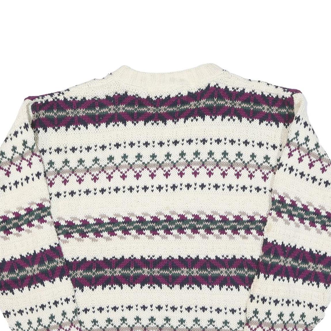 PINNACLE Womens Cream Patterned Jumper Crew Neck Basic Knit M Winter Knitwear