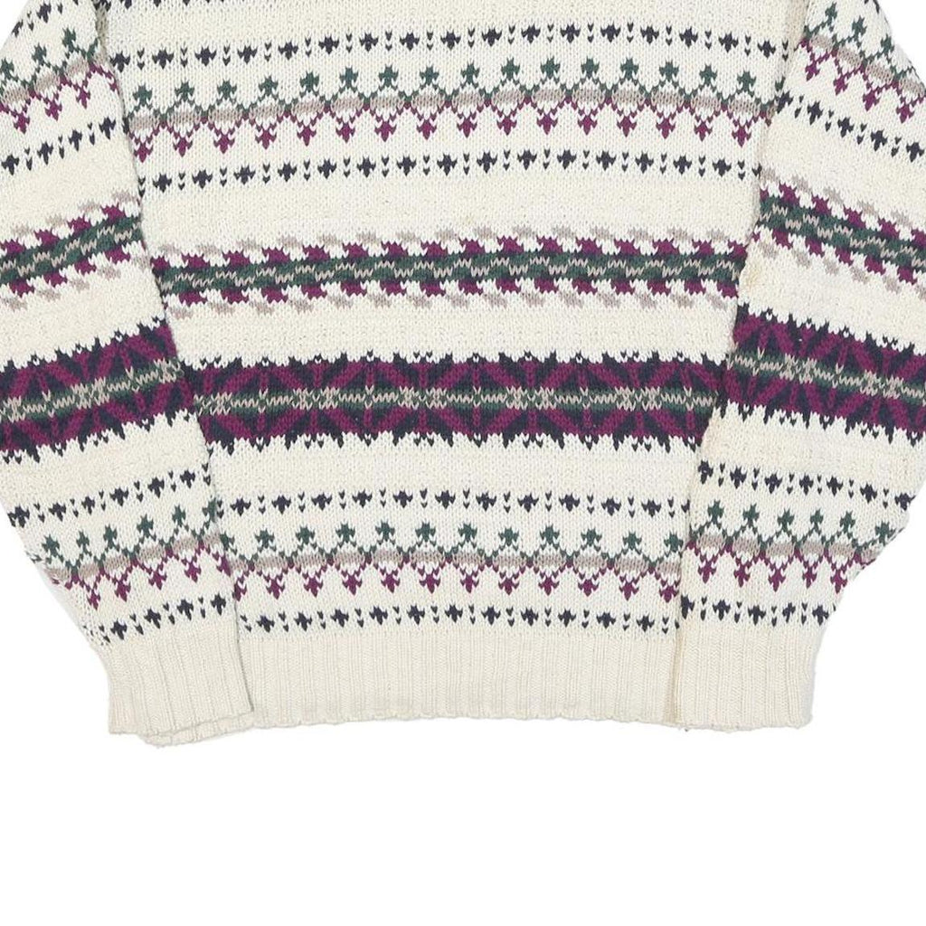 PINNACLE Womens Cream Patterned Jumper Crew Neck Basic Knit M Winter Knitwear