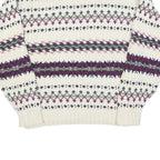 PINNACLE Womens Cream Patterned Jumper Crew Neck Basic Knit M Winter Knitwear