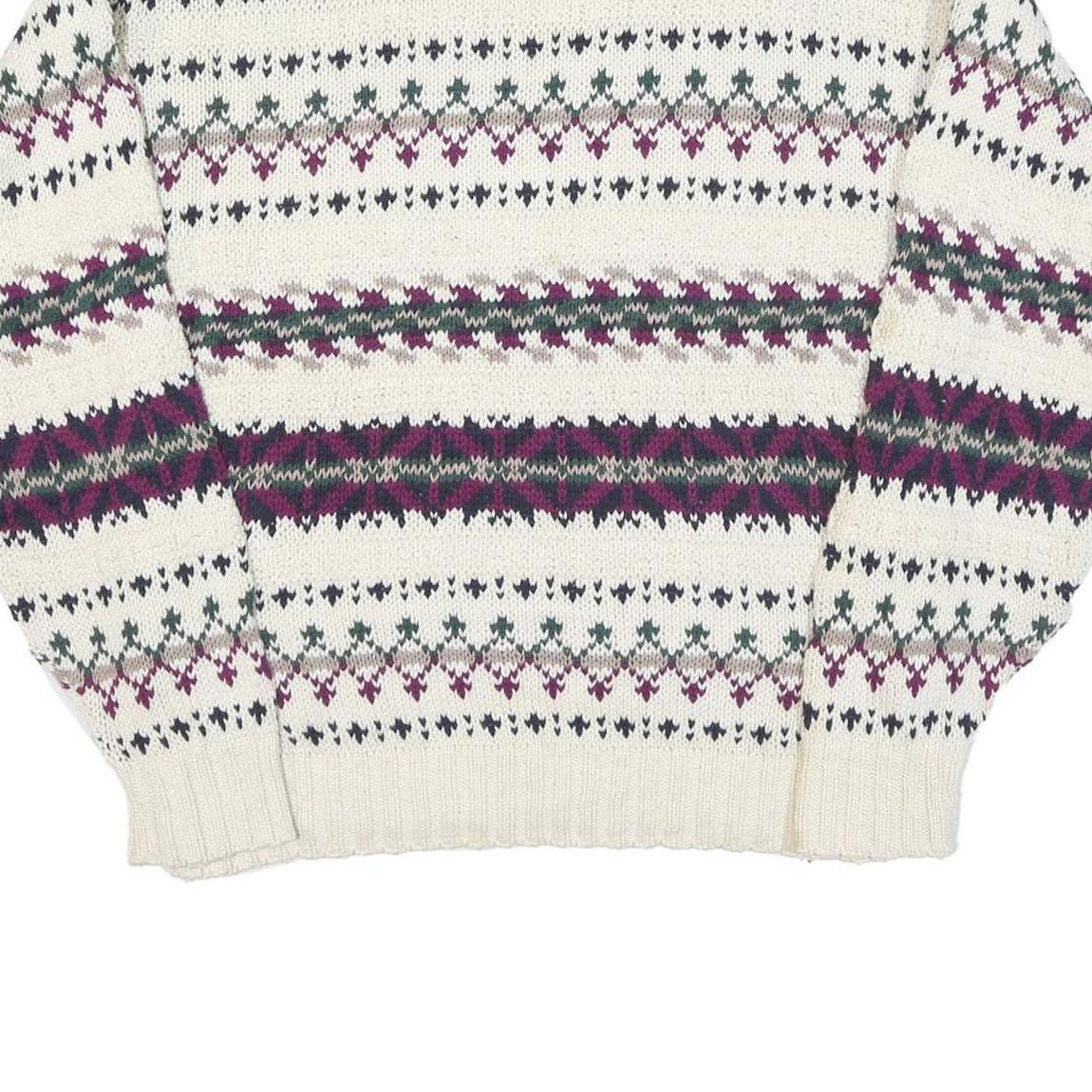 PINNACLE Womens Cream Patterned Jumper Crew Neck Basic Knit M Winter Knitwear