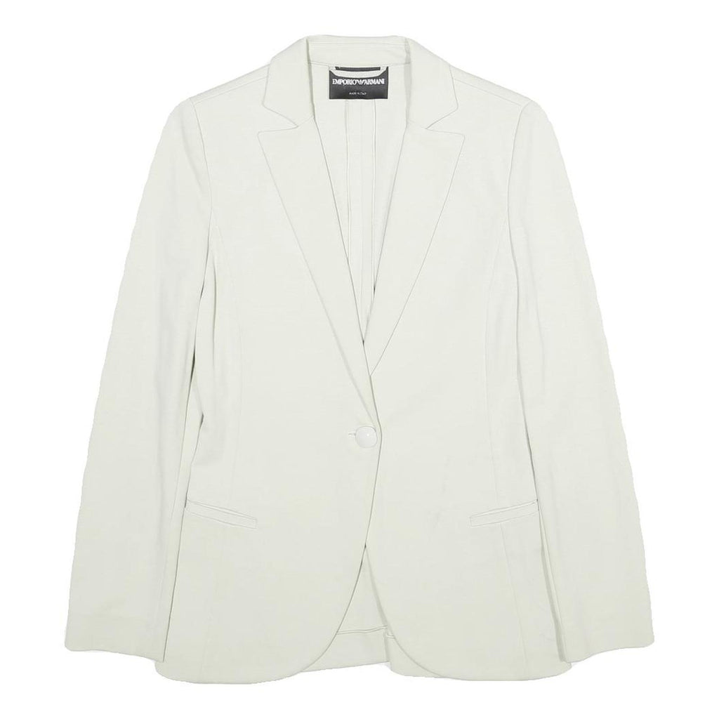 EMPORIO ARMANI Womens White Jacket XS Button Plain Classic Blazer Tailored