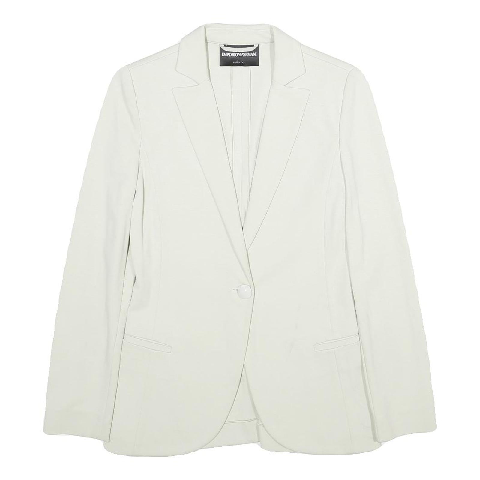 EMPORIO ARMANI Womens White Jacket XS Button Plain Classic Blazer Tailored