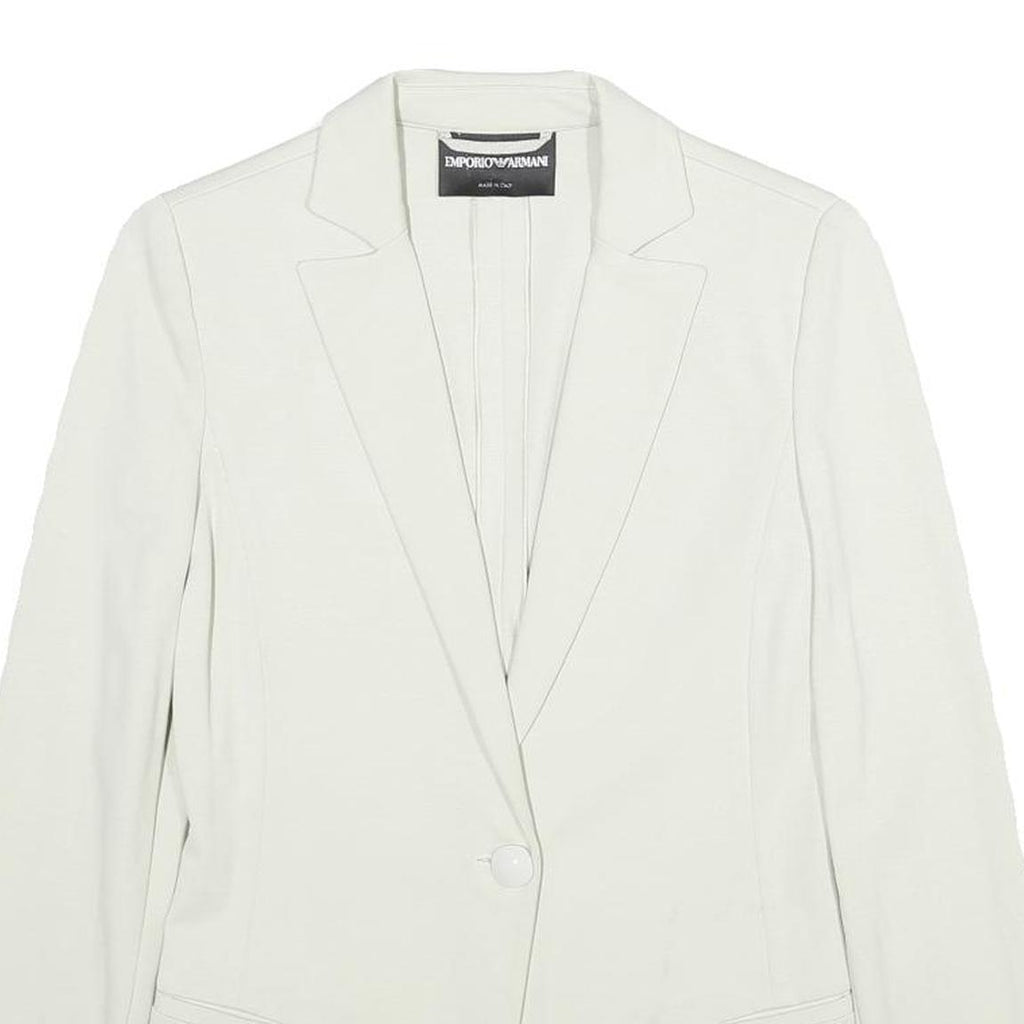EMPORIO ARMANI Womens White Jacket XS Button Plain Classic Blazer Tailored
