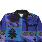 SIGRID OLSEN Womens Blue Purple Button Jacket M Polyester Blend Abstract Pattern