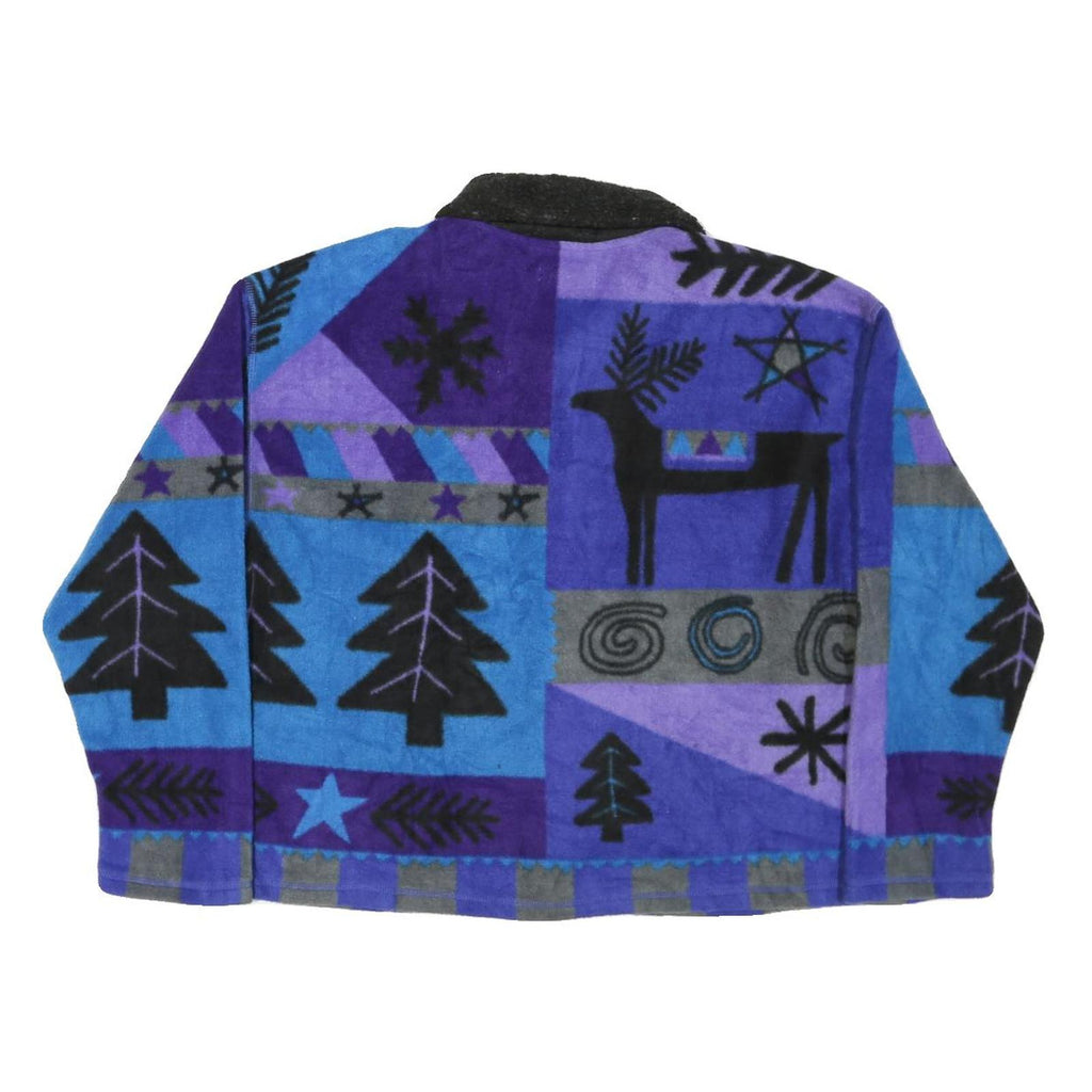 SIGRID OLSEN Womens Blue Purple Button Jacket M Polyester Blend Abstract Pattern