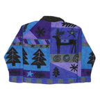SIGRID OLSEN Womens Blue Purple Button Jacket M Polyester Blend Abstract Pattern