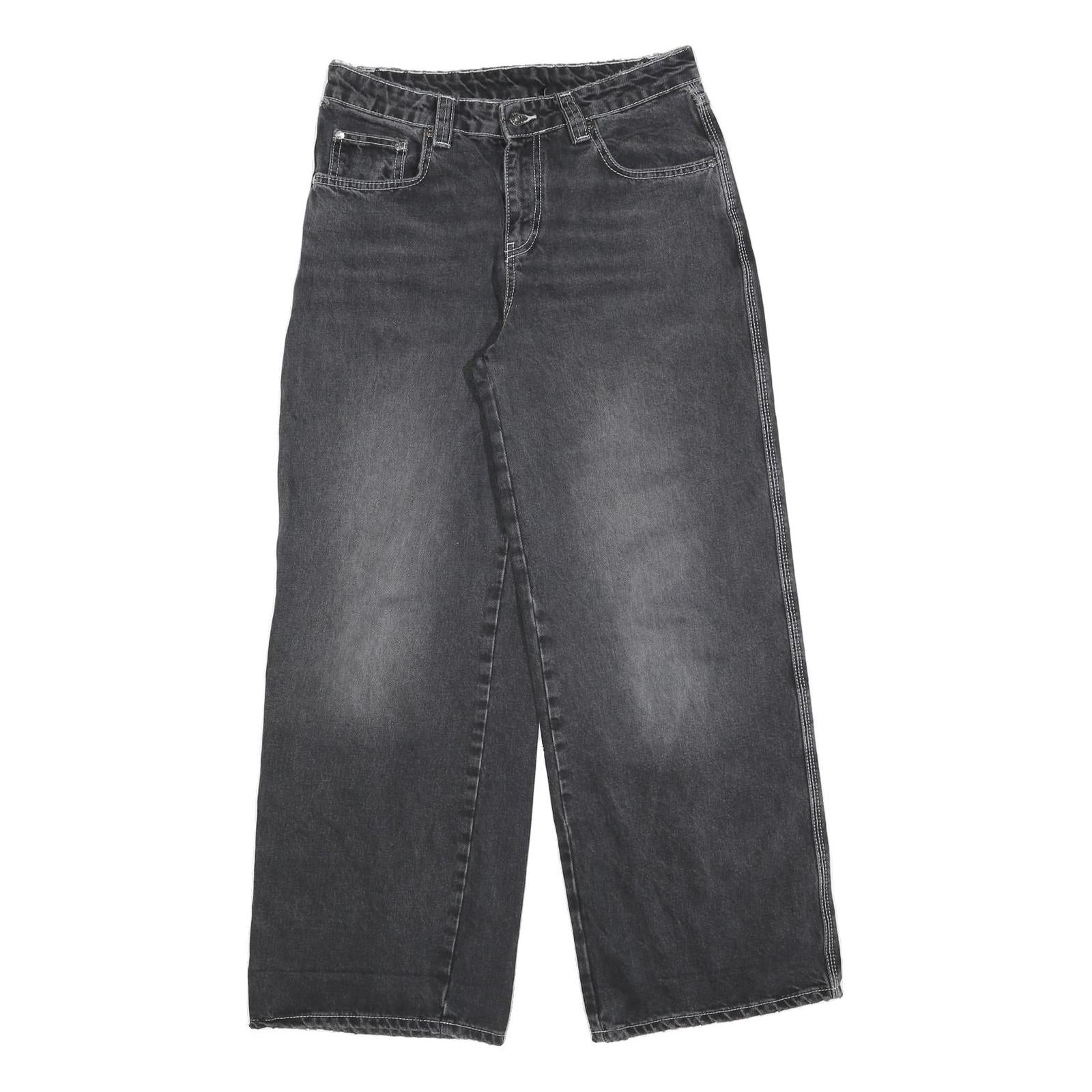 KICKERS Womens Jeans Black Relaxed Wide-Leg Denim Medium W31 L30 Stylish Casual