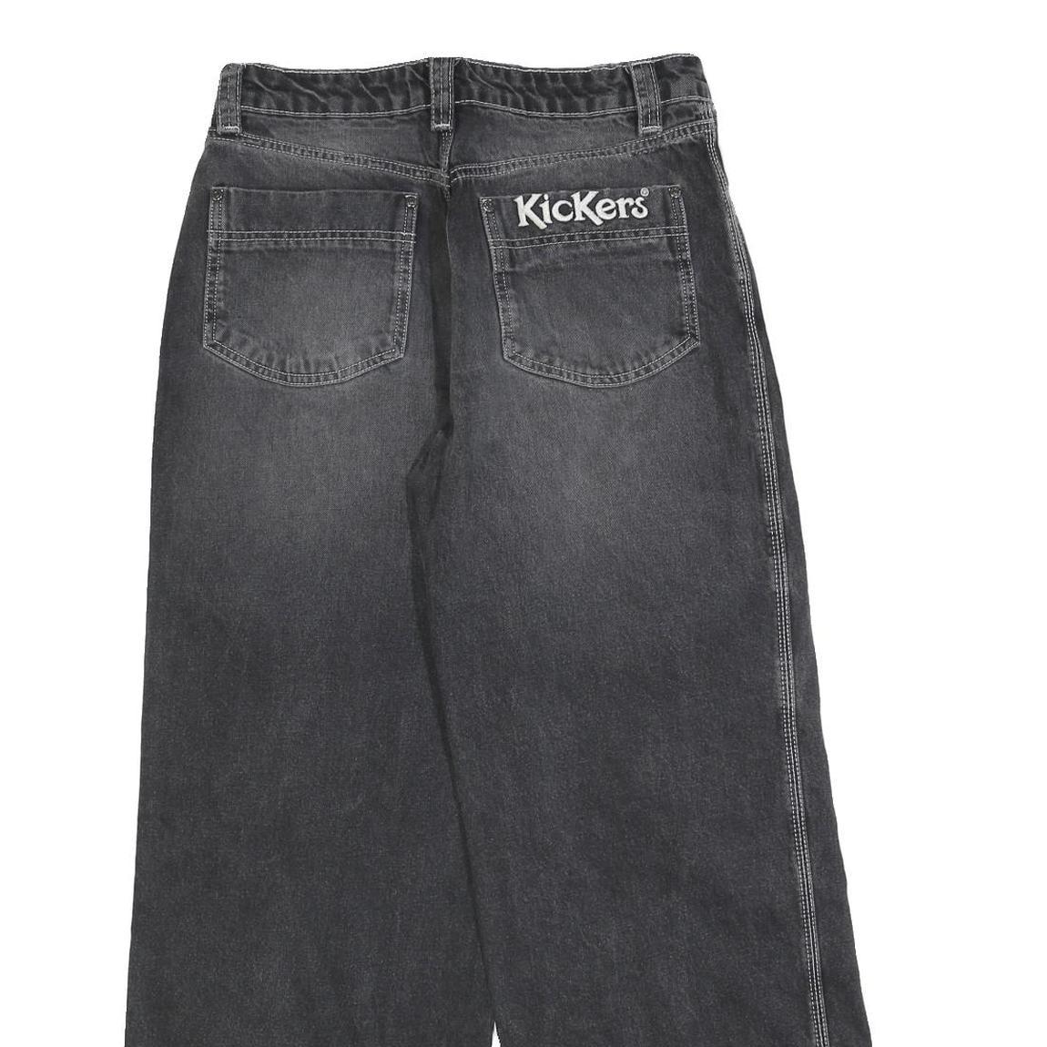 KICKERS Womens Jeans Black Relaxed Wide-Leg Denim Medium W31 L30 Stylish Casual