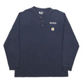 CARHARTT Mens Navy Blue Graphic T-Shirt XL Long Sleeve Henley Workwear