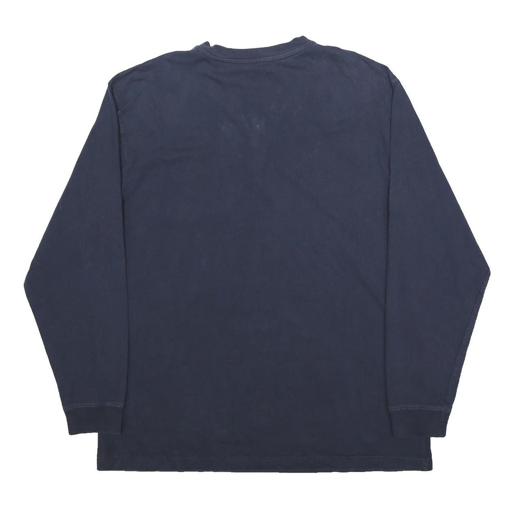 CARHARTT Mens Navy Blue Graphic T-Shirt XL Long Sleeve Henley Workwear