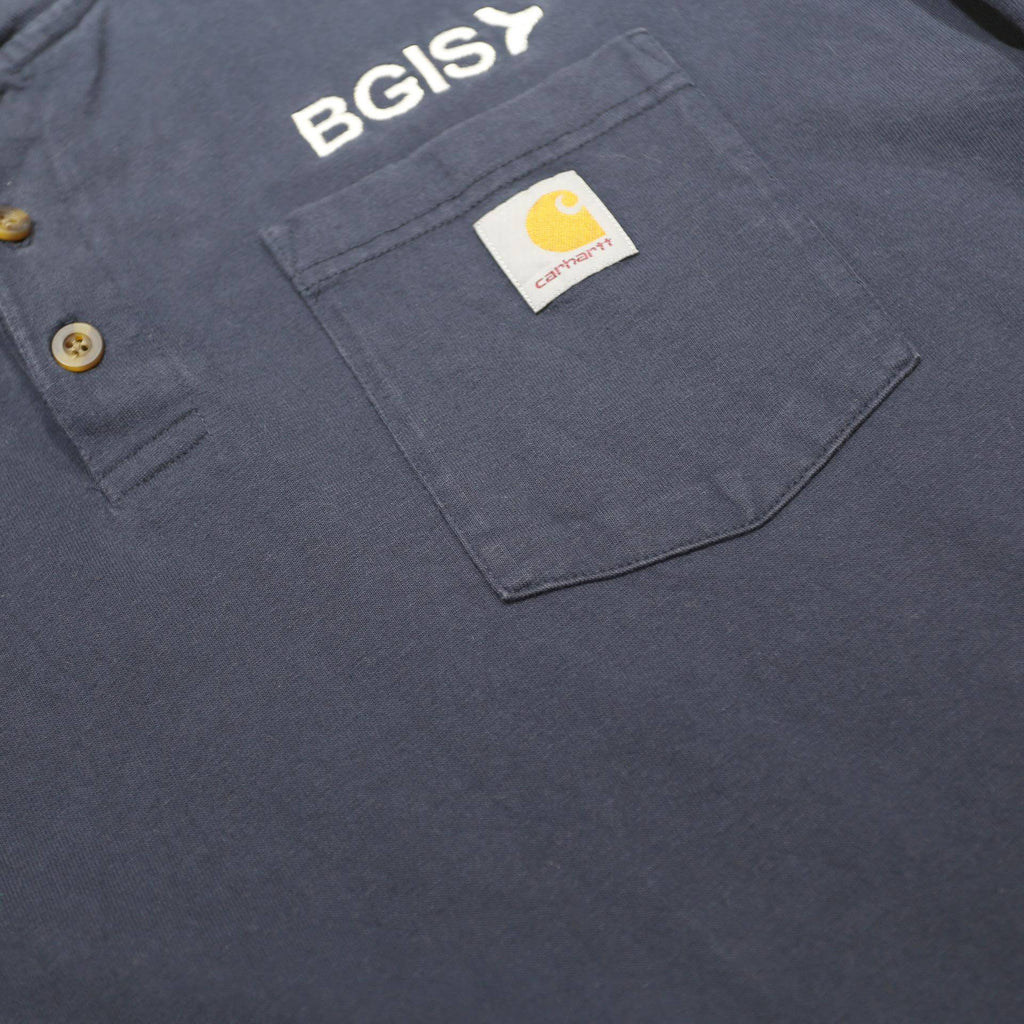 CARHARTT Mens Navy Blue Graphic T-Shirt XL Long Sleeve Henley Workwear