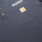 CARHARTT Mens Navy Blue Graphic T-Shirt XL Long Sleeve Henley Workwear