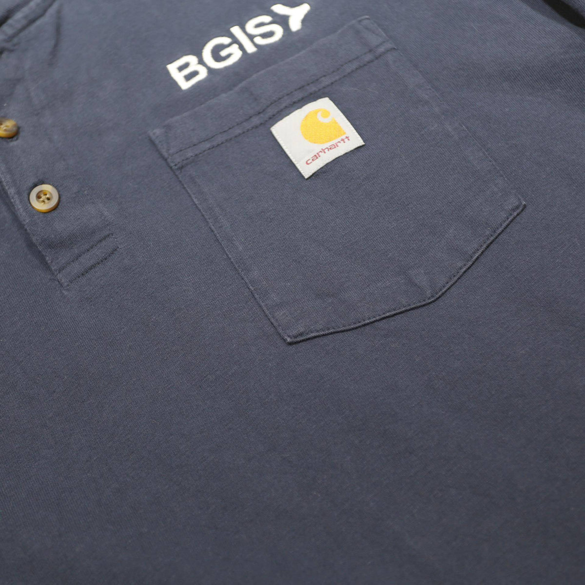 CARHARTT Mens Navy Blue Graphic T-Shirt XL Long Sleeve Henley Workwear