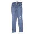 LEVI'S Womens Slim Blue Denim Raw Jeans W29 L30 Distressed Zip Closure