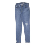 LEVI'S Womens Slim Blue Denim Raw Jeans W29 L30 Distressed Zip Closure