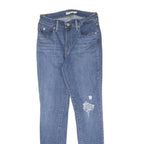 LEVI'S Womens Slim Blue Denim Raw Jeans W29 L30 Distressed Zip Closure