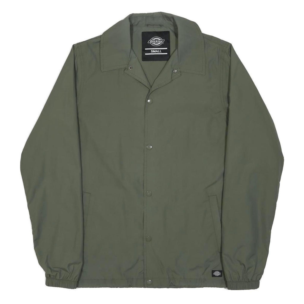 DICKIES Mens Green Jacket S Polyamide Plain Zip Button-Down Collar Casual
