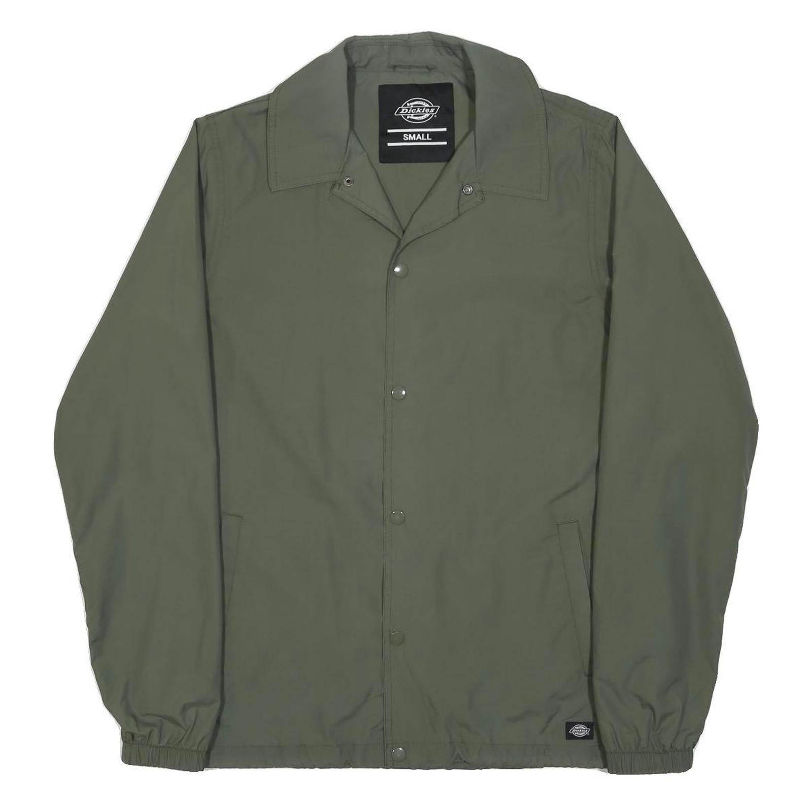 DICKIES Mens Green Jacket S Polyamide Plain Zip Button-Down Collar Casual