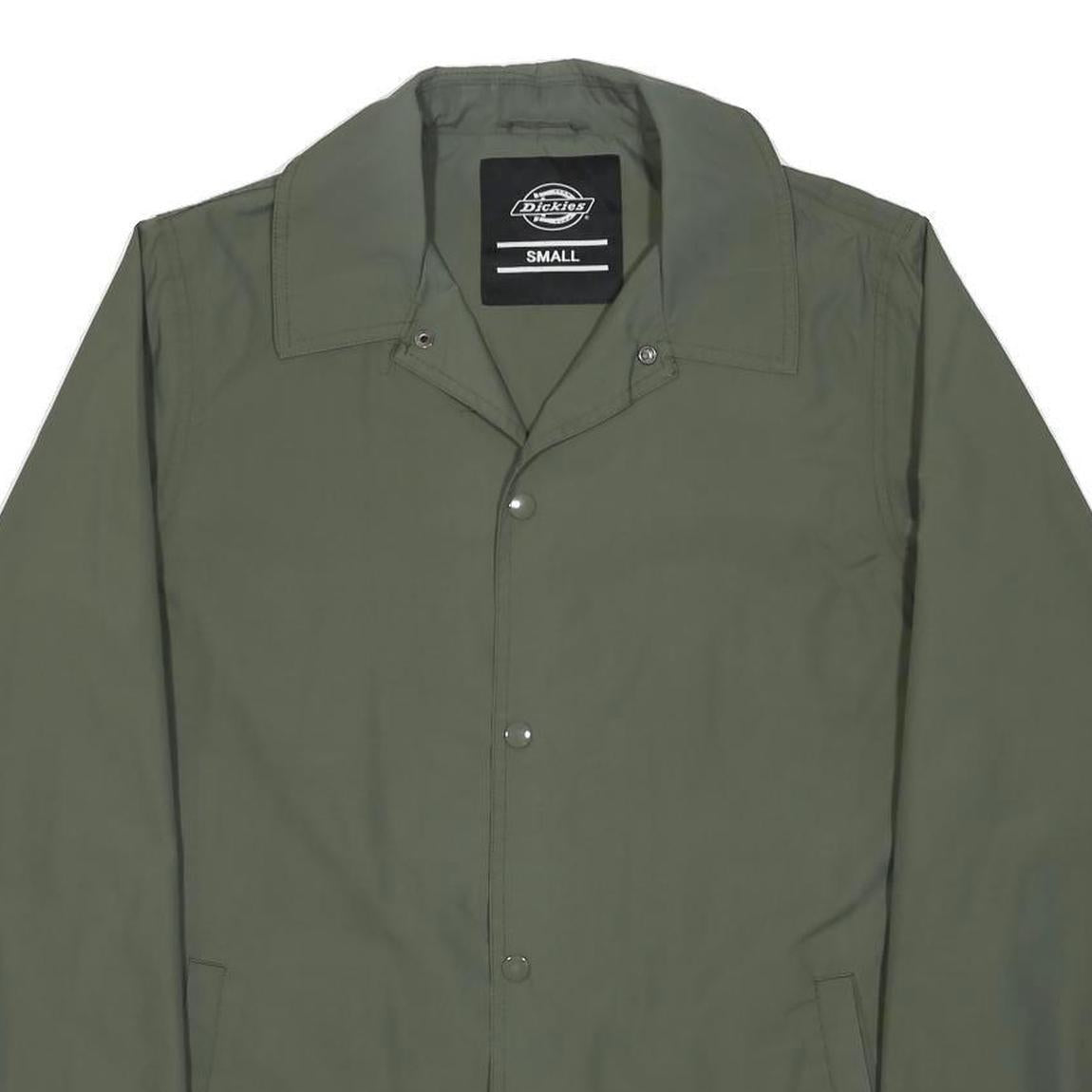 DICKIES Mens Green Jacket S Polyamide Plain Zip Button-Down Collar Casual