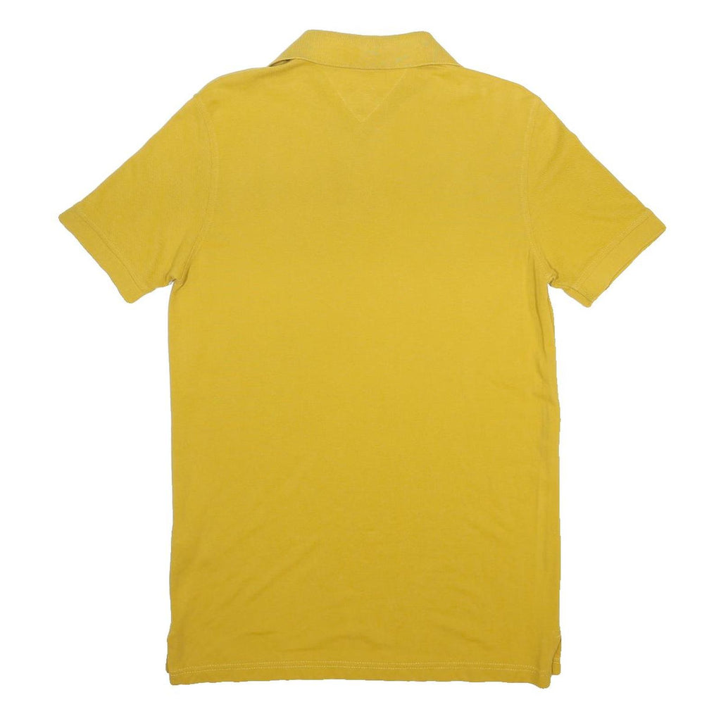 TOMMY HILFIGER Mens Yellow Polo Shirt M Cotton Short Sleeve Classic Logo