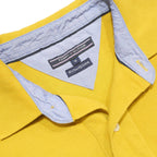TOMMY HILFIGER Mens Yellow Polo Shirt M Cotton Short Sleeve Classic Logo