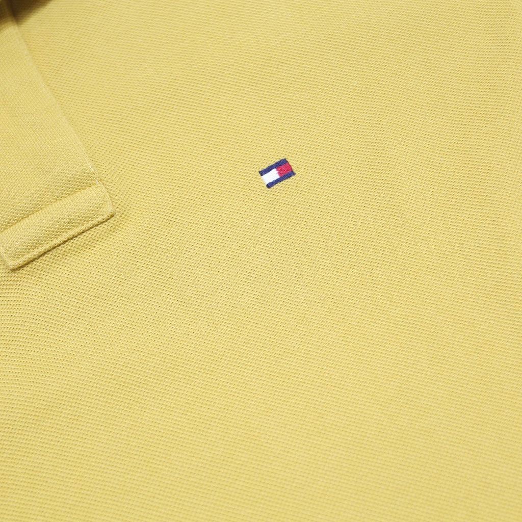 TOMMY HILFIGER Mens Yellow Polo Shirt M Cotton Short Sleeve Classic Logo