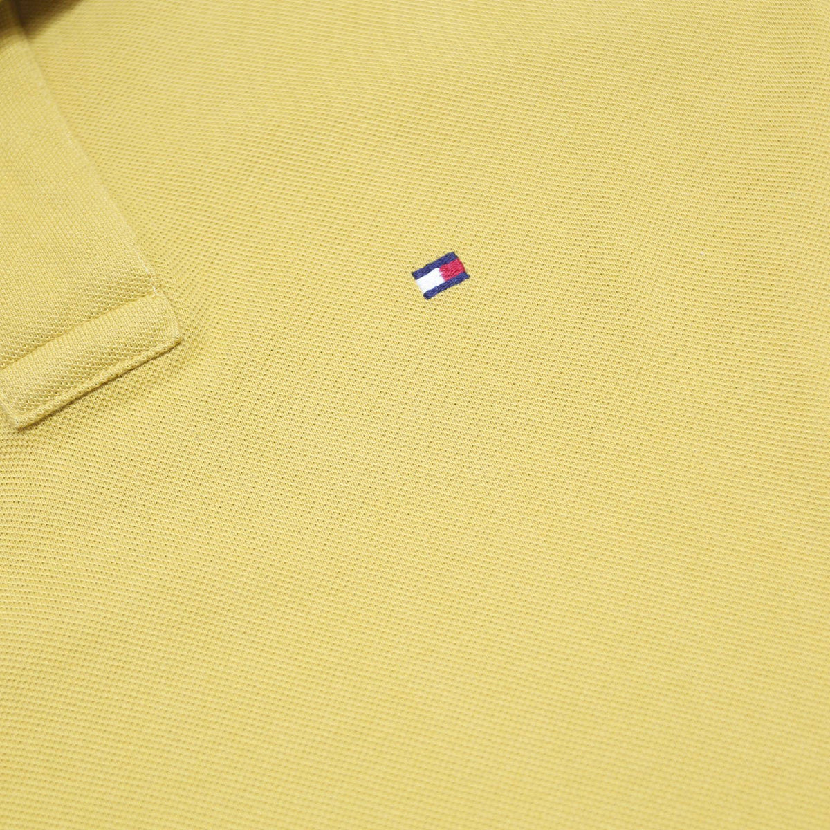 TOMMY HILFIGER Mens Yellow Polo Shirt M Cotton Short Sleeve Classic Logo