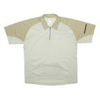 ADIDAS Mens Beige & Cream Sports Polo L Short Sleeve Collared Zip Pocket Cycling