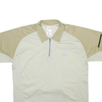 ADIDAS Mens Beige & Cream Sports Polo L Short Sleeve Collared Zip Pocket Cycling