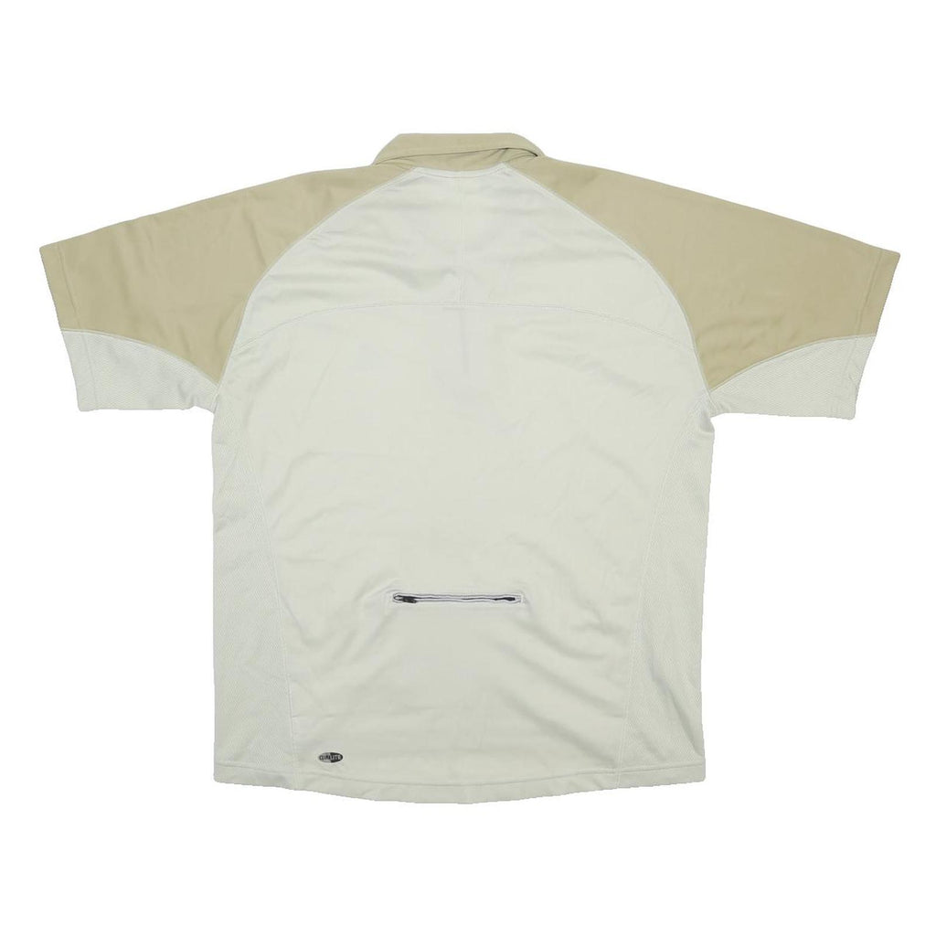 ADIDAS Mens Beige & Cream Sports Polo L Short Sleeve Collared Zip Pocket Cycling