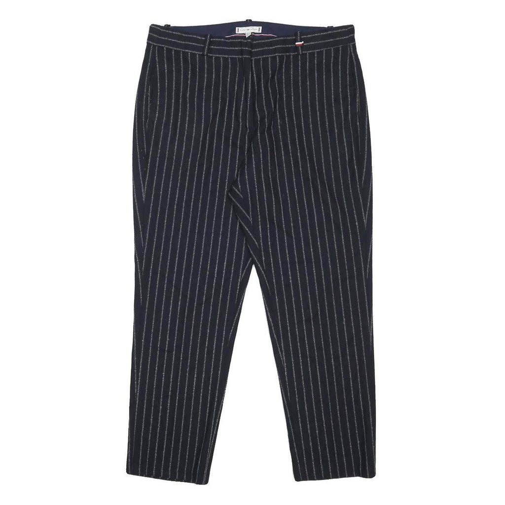TOMMY HILFIGER Womens Wool Blend Navy Blue Regular Fit Straight Leg Trousers W32