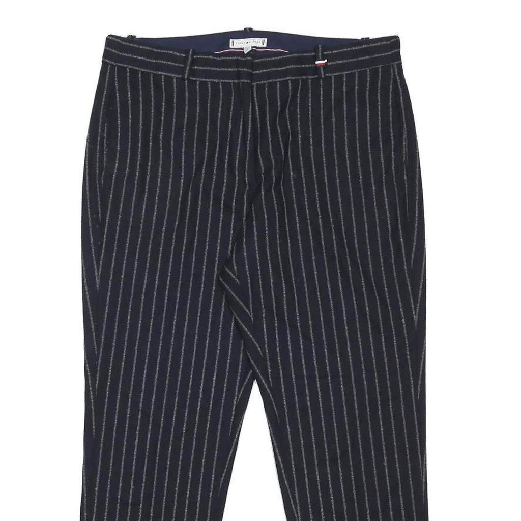 TOMMY HILFIGER Womens Wool Blend Navy Blue Regular Fit Straight Leg Trousers W32