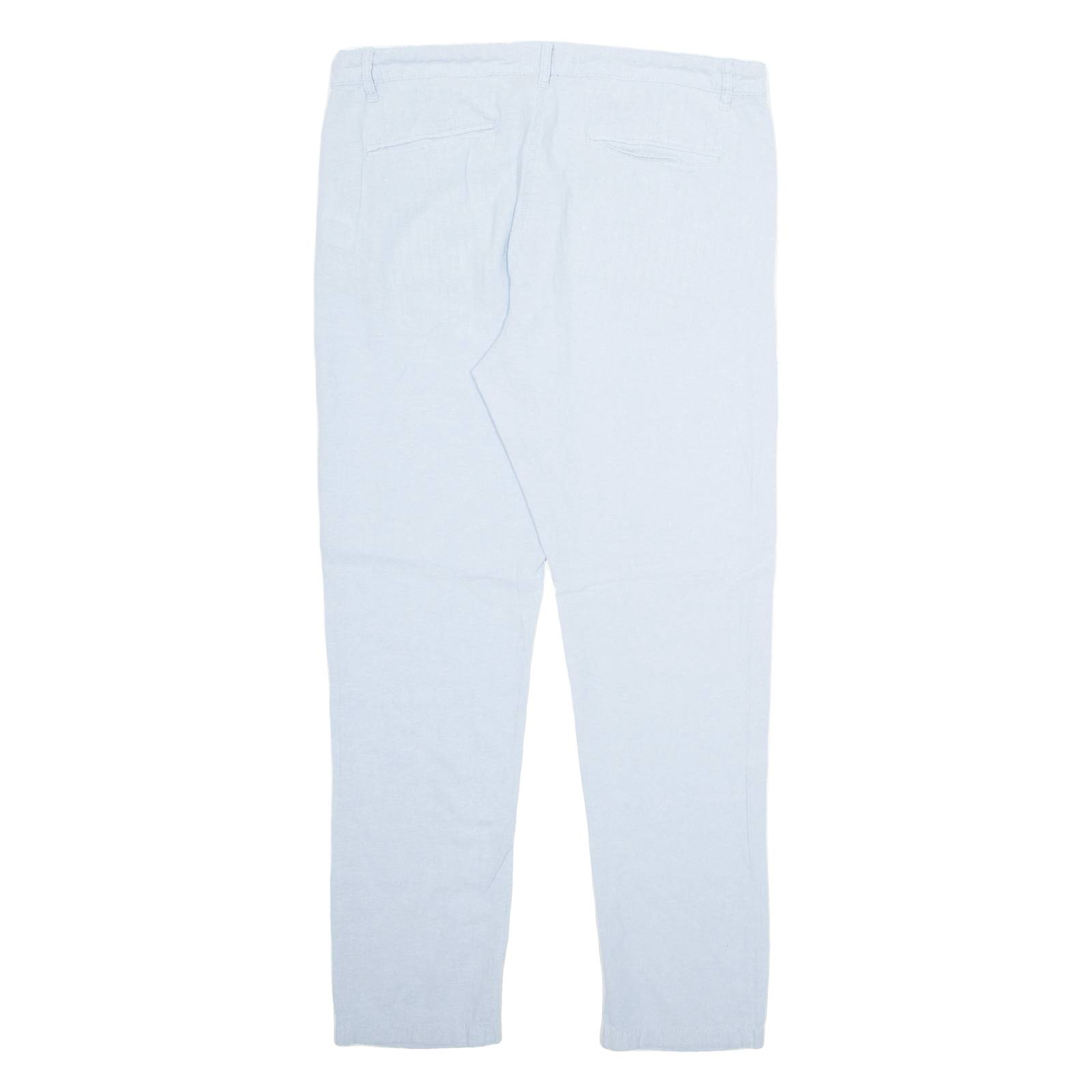 WATSONS Womens Trousers Blue Regular Tapered Linen W34 L29