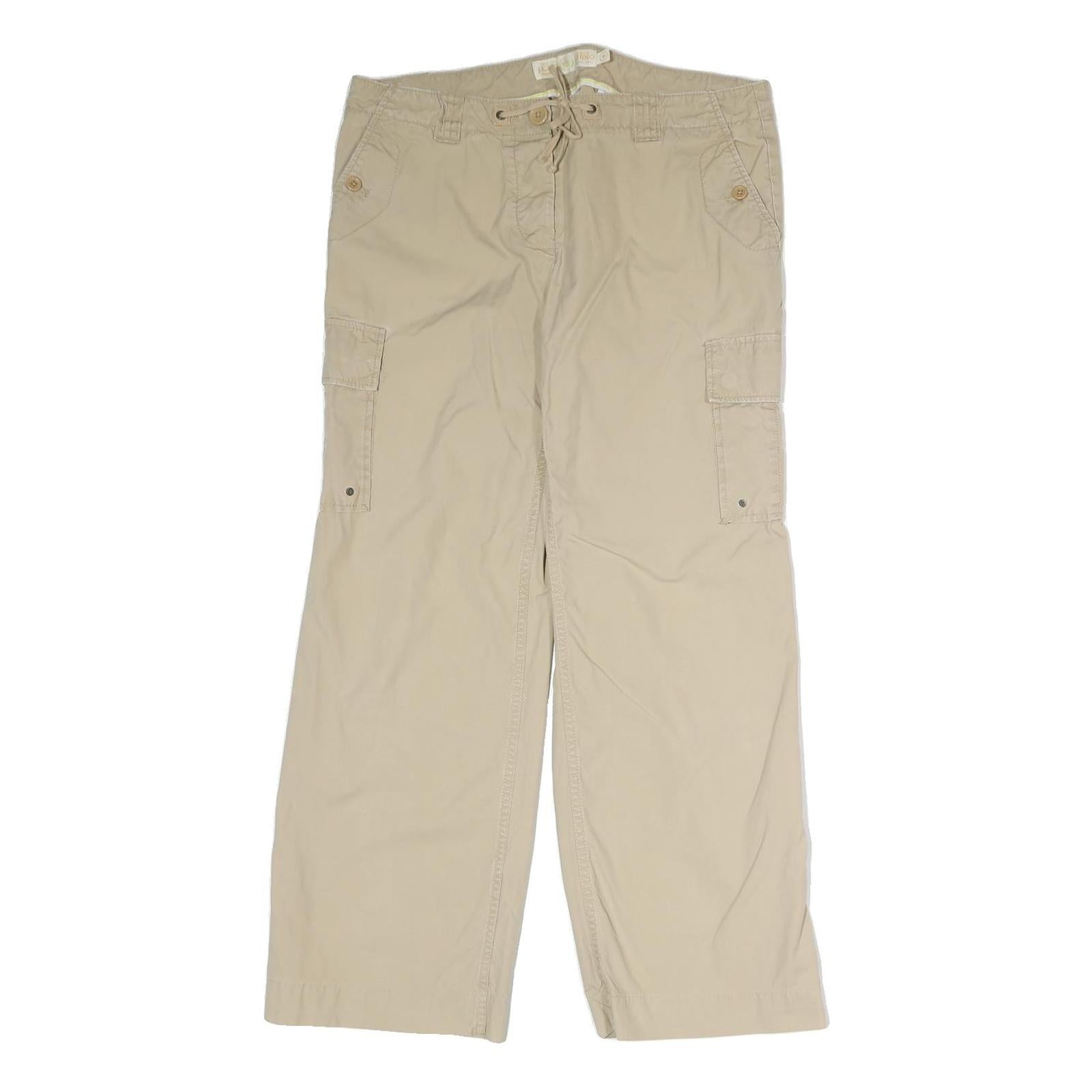 J. CREW Mens Cotton Blend Beige Cargo Regular Trousers W34 L29 Casual Zip